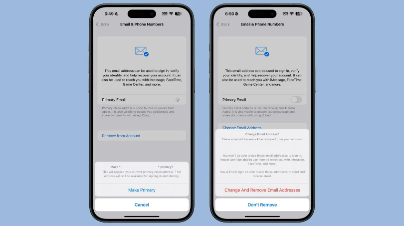 洪雅苹果手机维修分享苹果 iOS 18.1 支持设置“主要”邮箱地址并更改 iCloud 邮箱 
