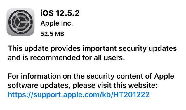 洪雅苹果手机维修分享iOS12.5.2发布，建议所有老苹果用户安装 